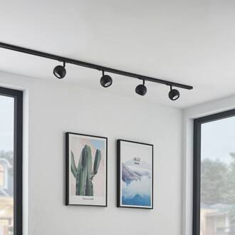 1-fase railsysteem Linaro, GU10, 4-lamps, zwart