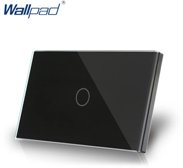 1 Gang 2 Way US/AU standard Wallpad Touch Screen On/ Off Electric Light Switch Black Crystal Glass Panel 2 Places Control Switch