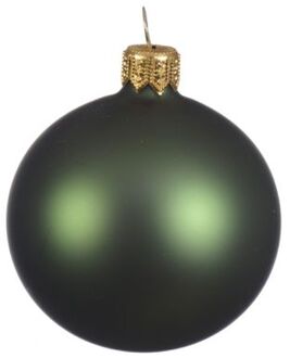 1 Glazen kerstbal mat 15 cm dennen groen