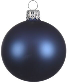 1 Glazen kerstbal mat 15 cm nacht blauw