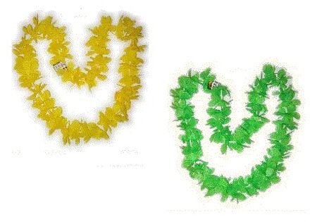 1 groene en 1 gele hawaiikrans - Verkleedattributen Multikleur