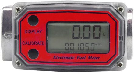1 Inch / 1.5 Inch Turbine Water Flowmeter Met Digitale Lcd-scherm, diesel Benzine Flow Meter Draad Fuel Transfer Meter rood