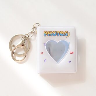 1 Inch Foto 'S 16 Zakken Hollow Hart Vorm Fotoalbum Met Sleutelhanger Glanzende Snoep Kleur Voor Mini Foto Sticker naam Kaart wit