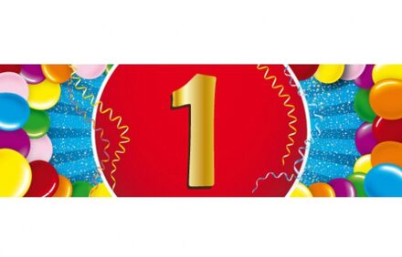 1 jaar leeftijd sticker 19 x 6 cm verjaardag versiering