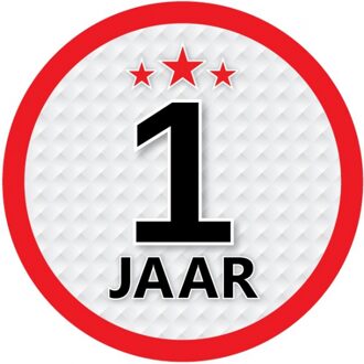 1 jaar leeftijd sticker rond 15 cm - 1 jaar verjaardag/jubileum versiering