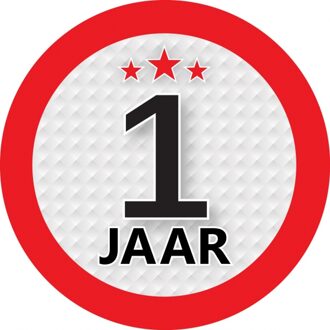 1 jaar leeftijd sticker rond 9 cm - 1 jaar verjaardag/jubileum versiering