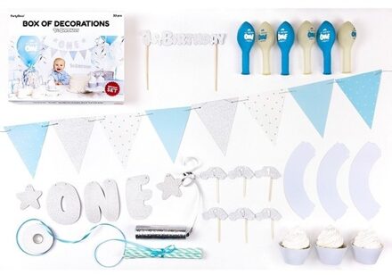 1 Jaar leeftijd versiering feest pakket jongen 33-delig Multi