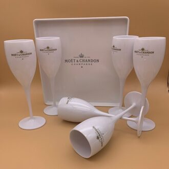 1 Lade + 6 Glazen Party Pc Plastic Champagne Glas Rode Wijn Glazen Acryl Beker Brandy Cup