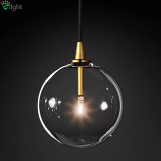 1 Light Clear Glass Globe Led G4 Lustre Luminaires Pendant Lights Simple Nordic Gold Metal Hanging Lamp Dining Room Droplight