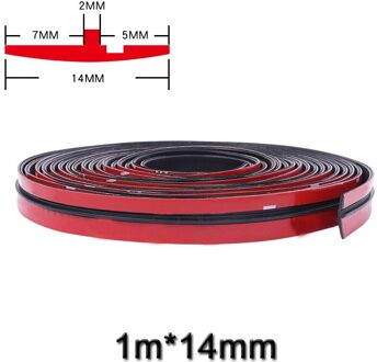 1 Meter Auto Rubberen Afdichting Strips Auto Seal Protector Sticker Venster Rand Voorruit Dak Afdichtstrip Geluidsisolatie Accessoires 14mm