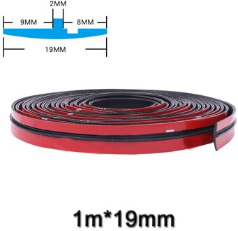 1 Meter Auto Rubberen Afdichting Strips Auto Seal Protector Sticker Venster Rand Voorruit Dak Afdichtstrip Geluidsisolatie Accessoires 19mm