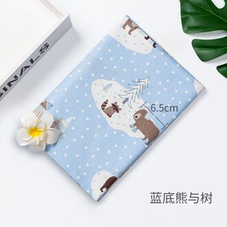 1 Meter Katoen Twill Gedrukt Doek Kinderen Cartoon Twill Stof Kussenslopen Zijn Single-Bed Stof Door De Werf blauw bears trees