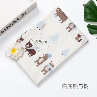 1 Meter Katoen Twill Gedrukt Doek Kinderen Cartoon Twill Stof Kussenslopen Zijn Single-Bed Stof Door De Werf wit bears trees