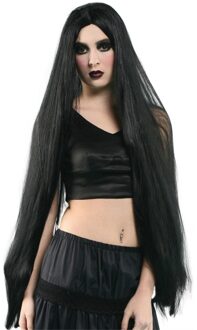 1 meter lange pruik zwart haar