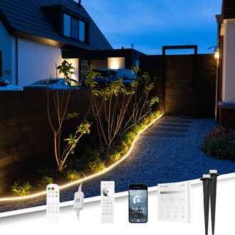 1 meter neon led flex midi recht warm wit - complete set neon verlichting met grondspiezen