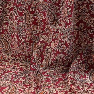 1 Meter Rood Paisley Afdrukken Zomer Jurk Cheongsam Stof Pure Moerbei Zijde Crêpe De Chine