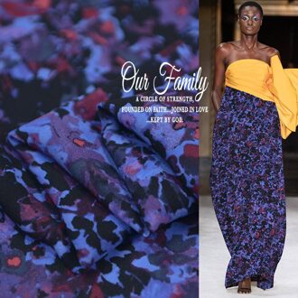 1 Meter X 1.08 Meter Paars Luipaard Zijde Dubbele Georgette Materiaal Natuurlijke