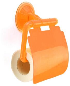 1 * Modern Papier Houders Wall Mounted Plastic Zuignap Muurstickers Badkamer Wc Papierrolhouder Cover Badkamer Armatuur oranje