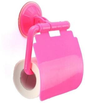 1 * Modern Papier Houders Wall Mounted Plastic Zuignap Muurstickers Badkamer Wc Papierrolhouder Cover Badkamer Armatuur roze