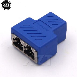 1 Naar 2 Manieren Netwerk Lan Kabel Ethernet Vrouwelijke Cat6 RJ45 Splitter Connector Adapter Utp Cat7 5e Conector Schakelaar Adapters koppeling Blauw