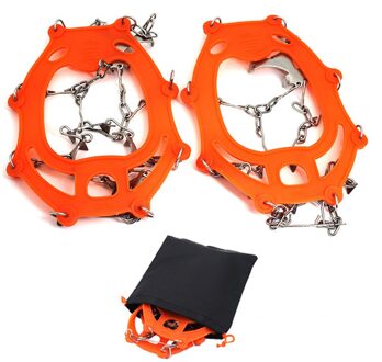 1 Paar 13 Tanden Ice Sneeuw Stijgijzers Anti-Slip Klimmen Grijper Overschoenen Spike Kikkers Sneeuw Skid Shoe Cover spike Klampen Oranje
