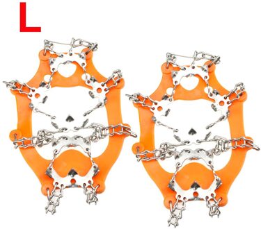 1 Paar 19-Spike Rvs Ice Sneeuw Stijgijzers Anti-Slip Klimmen Grijper Duurzaam Elastische Draad Klimmen wandelen Accessoires oranje L