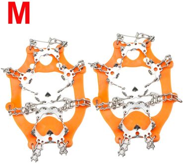1 Paar 19-Spike Rvs Ice Sneeuw Stijgijzers Anti-Slip Klimmen Grijper Duurzaam Elastische Draad Klimmen wandelen Accessoires oranje M