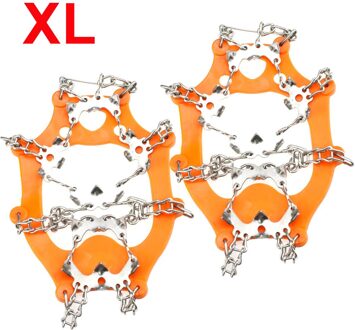 1 Paar 19-Spike Rvs Ice Sneeuw Stijgijzers Anti-Slip Klimmen Grijper Duurzaam Elastische Draad Klimmen wandelen Accessoires oranje XL
