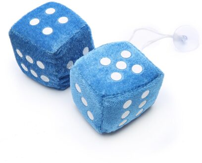 1 Paar 2 Stuks Fuzzy Dobbelstenen Stippen Achteruitkijkspiegel Hanger Decoratie Auto Styling Accessorie blauw 1paar