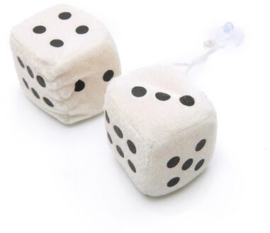 1 Paar 2 Stuks Fuzzy Dobbelstenen Stippen Achteruitkijkspiegel Hanger Decoratie Auto Styling Accessorie wit 1paar