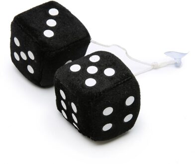 1 Paar 2 Stuks Fuzzy Dobbelstenen Stippen Achteruitkijkspiegel Hanger Decoratie Auto Styling Accessorie zwart 1paar