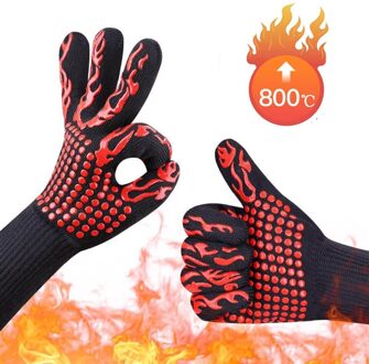 1 Paar 2Hand Bakewere Ovenwanten Handschoenen Bbq Silicon Handschoen Hoge Temperatuur Anti-Broeien 500 Graden Isolatie Barbecue magnetron
