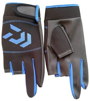 1 Paar 3 Vingerloze Vissen Handschoenen Ademend Sneldrogend Anti-Slip Vissen Handschoenen Voor Unisex Vinger Handschoen blauw