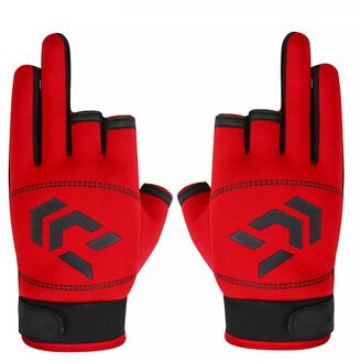 1 Paar 3 Vingerloze Vissen Handschoenen Ademend Sneldrogend Anti-Slip Vissen Handschoenen Voor Unisex Vinger Handschoen rood