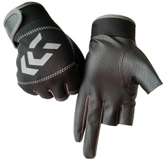 1 Paar 3 Vingerloze Vissen Handschoenen Ademend Sneldrogend Anti-Slip Vissen Handschoenen Voor Unisex Vinger Handschoen zwart grijs