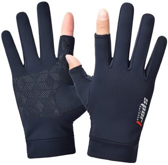 1 Paar 3 Vingerloze Vissen Handschoenen Ademend Sneldrogend Anti-Slip Vissen Handschoenen Voor Unisex Vissen Vangen Handschoenen donker blauw