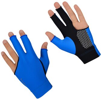 1 Paar 3 Vingers Handschoen Anti-Slip Elastische Biljart Handschoen Ademend Snooker Handschoen-Size (Zwart) blauw