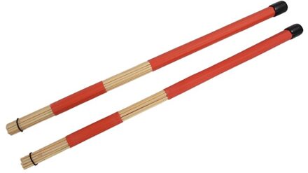 1 Paar 40Cm Bamboe Hengel Drum Brushes Sticks Voor Jazz Folk Muziek (Rood)