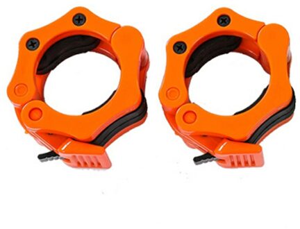 1 Paar 50Mm Halterstang Gespen Man Gewichtheffen Barbell Klemmen Kragen Lock Fitness Musculation Standaard Plastic Gesp Lock Oranje