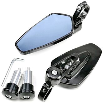 1 Paar 7/8 "22Mm Universal Motorcycle Aluminium Rear View Zwart Handvat Bar End Side Achteruitkijkspiegels
