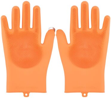 1 Paar Afwassen Schoonmaken Volledige Vinger Handschoenen Met Peeling Borstel Lange Magic Silicone Rubber Afwas Handschoen A paar