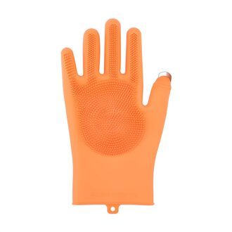 1 Paar Afwassen Schoonmaken Volledige Vinger Handschoenen Met Peeling Borstel Lange Magic Silicone Rubber Afwas Handschoen A rechtsaf hand