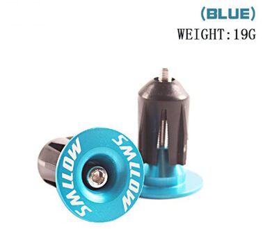 1 Paar Aluminium Uitbreiding Stuur Grips Pluggen Caps Voor Dia 15.5-22.2Mm Fietsstuur blauw