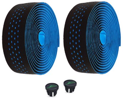 1 Paar Anti-Slip Racefiets Stuur Tap Zachte Eva Fiets Handvat Bar Riem Geperforeerde Fiets Handel Bar Tapes met 2 Bar Stekkers blauw