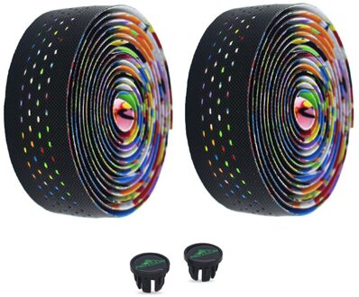 1 Paar Anti-Slip Racefiets Stuur Tap Zachte Eva Fiets Handvat Bar Riem Geperforeerde Fiets Handel Bar Tapes met 2 Bar Stekkers veelkleurig