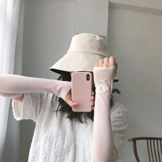 1 Paar Arm Mouwen Zon Uv Bescherming Hand Cover Mouw Cooling Warmer Running Vissen Fietsen Ski Muggenmelk Mouwen Roze