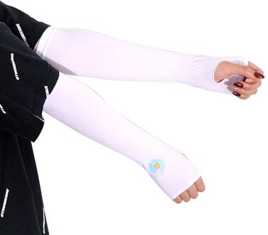 1 Paar Arm Mouwen Zon Uv Bescherming Hand Cover Mouw Cooling Warmer Running Vissen Fietsen Ski Muggenmelk Mouwen wit