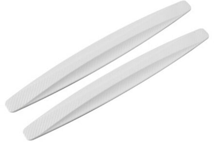 1 Paar Auto Bumper Carbon Fibre Protector Corner Guard Kras Rubber Sticker wit