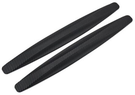 1 Paar Auto Bumper Carbon Fibre Protector Corner Guard Kras Rubber Sticker zwart