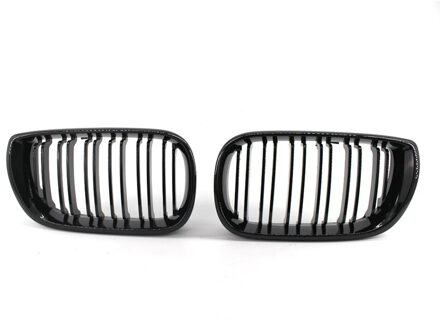 1 Paar Auto Grille Grill Dual Slat Nier Grille Gloss Black Voor Bmw E46 3 Serie 4 Deur 2002-2005 Dubbele Lijn Nier Grill